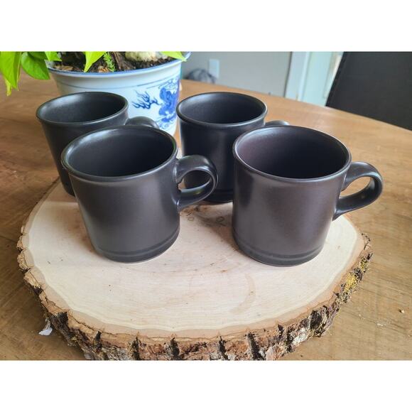 Pfaltzgraff Black Mug Set Of 4 Made In USA Midnight Sun Coffee‎ Cup - Picture 1 of 3